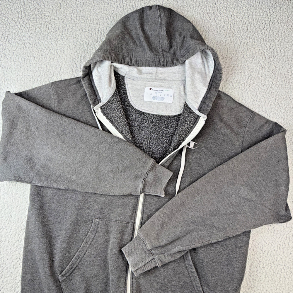 Champion Eco Authentic Mens Lg Charcoal Heather Grey Pullover Hoodie Sweatshirt